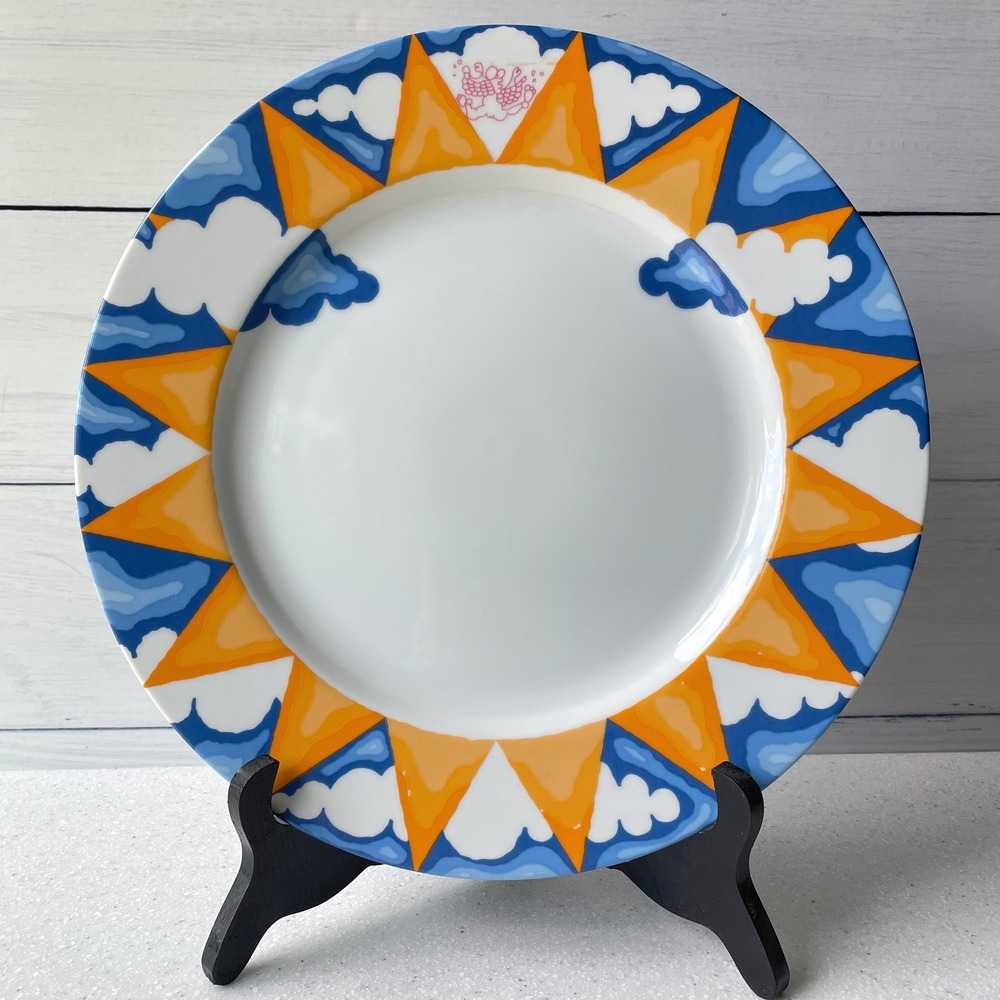 Swid Powell Stanley Tigerman Sunshine Buffet Plate Postmodern Sun Clouds Blue